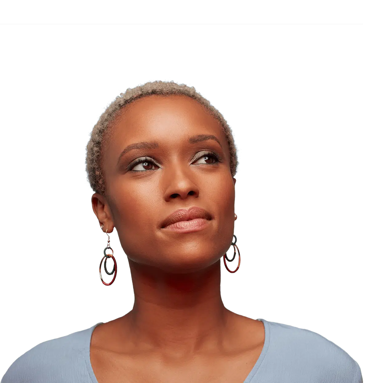 woman looking up at an angle