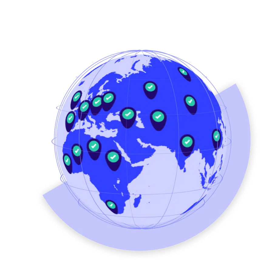 Globe with locations marked