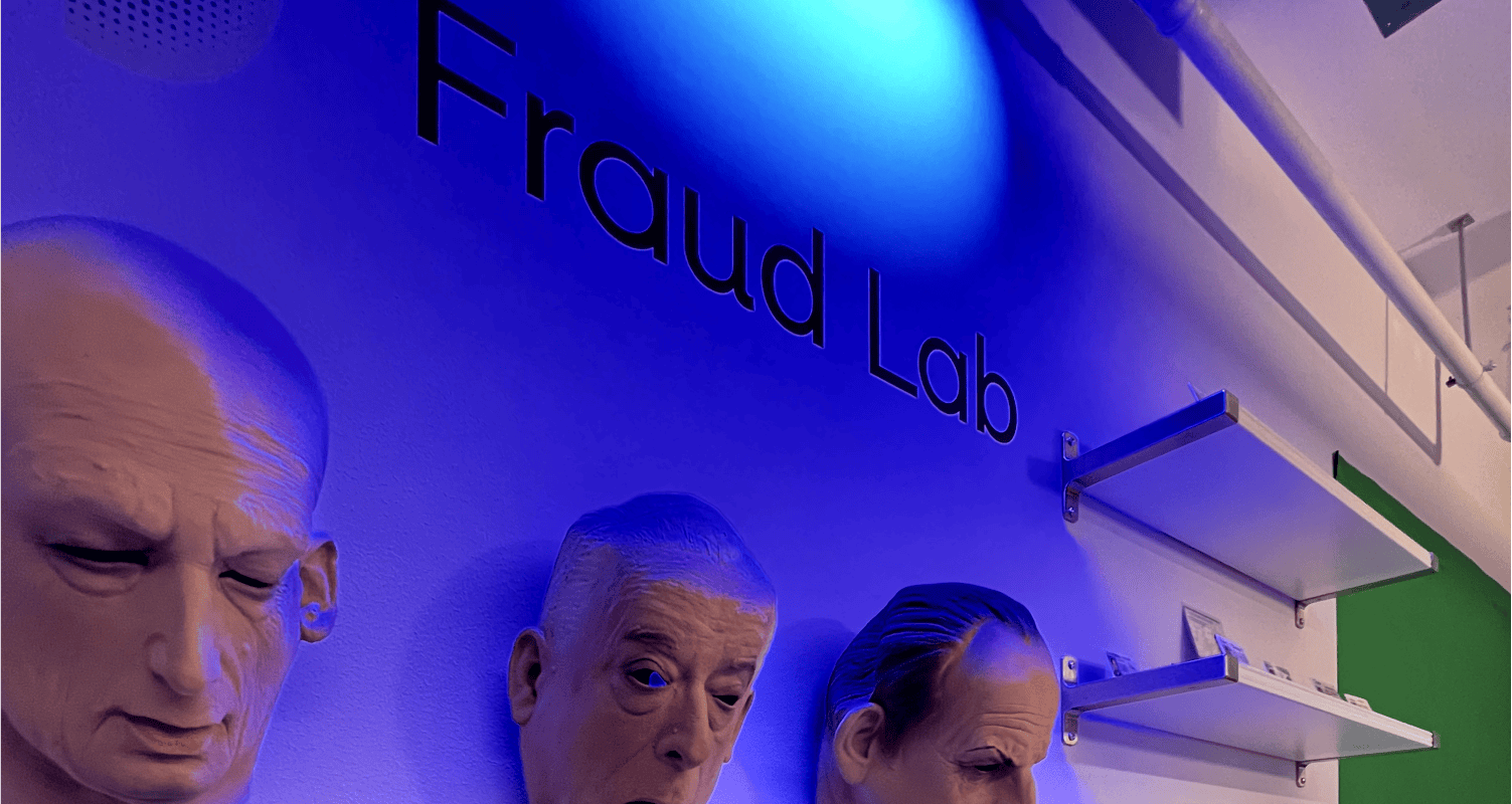 Fraud Lab - masks on a wall