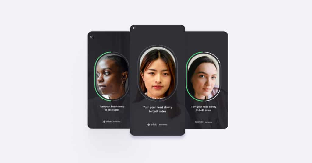 Motion advanced biometrics three screens with faces turning head - blog featured image