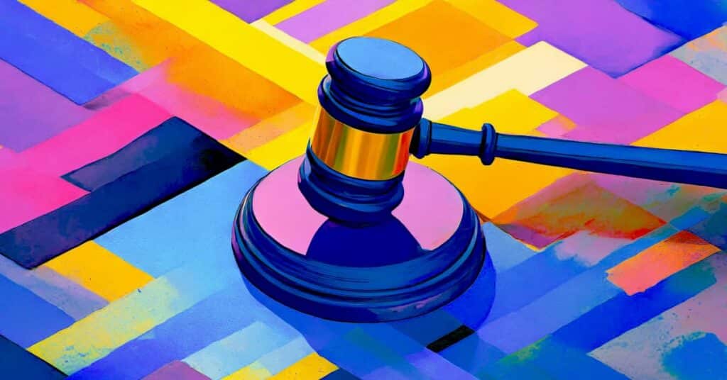 Multi coloured legal gavel